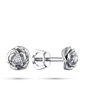 Пусеты из белого золота с бриллиантами э4001пс09170600