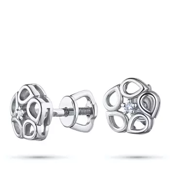 Пусеты из белого золота с бриллиантами э4001пс09176100