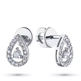 Пусеты из белого золота с бриллиантами экп09с031901