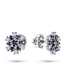 Пусеты из белого золота с бриллиантами и сапфирами э0916пс1119439