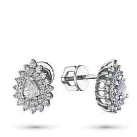 Пусеты из белого золота с бриллиантами п09с021924