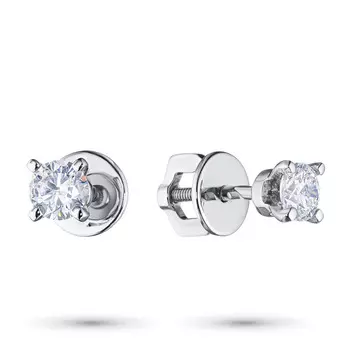 Пусеты из белого золота с бриллиантами п09с040802