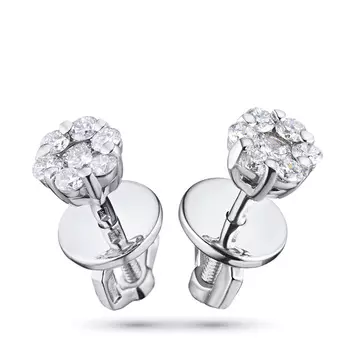 Пусеты из белого золота с бриллиантами п09с041528