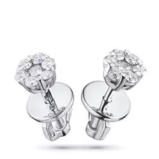 Пусеты из белого золота с бриллиантами п09с041528