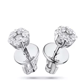 Пусеты из белого золота с бриллиантами п09с041528