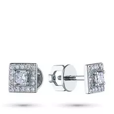 Пусеты из белого золота с бриллиантами п09с041952