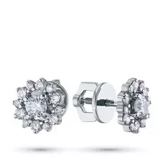 Пусеты из белого золота с бриллиантами п09с051655