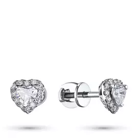 Пусеты из белого золота с бриллиантами п09с051925