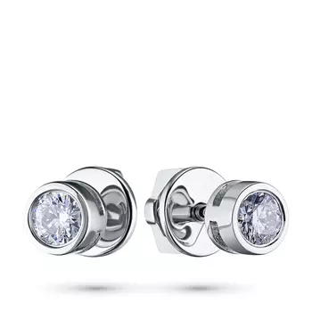 Пусеты из белого золота с бриллиантами п09с071673