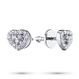 Пусеты из белого золота с бриллиантами п09с071686