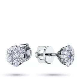 Пусеты из белого золота с бриллиантами п09с081858