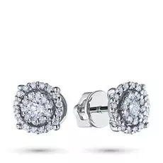 Пусеты из белого золота с бриллиантами п09с091638