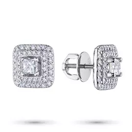 Пусеты из белого золота с бриллиантами п09с091864