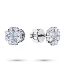 Пусеты из белого золота с бриллиантами п09с101835