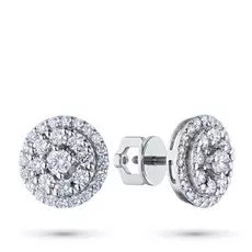 Пусеты из белого золота с бриллиантами п09с101847