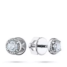 Пусеты из белого золота с бриллиантом э0901пс02200214