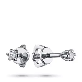 Пусеты из белого золота с бриллиантом э0901пс03201030