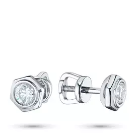 Пусеты из белого золота с бриллиантами э0901пс03210203