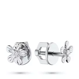 Пусеты из белого золота с бриллиантом э0901пс04156000