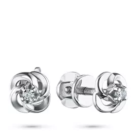 Пусеты из белого золота с бриллиантом э0901пс04202808