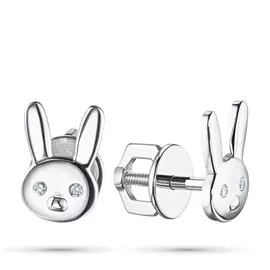 Пусеты из белого золота с бриллиантом э0901пс04210525