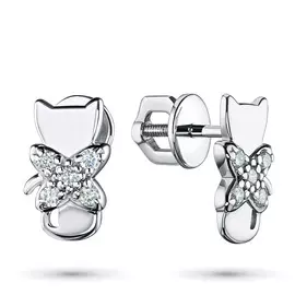 Пусеты из белого золота с бриллиантом э0901пс04211046