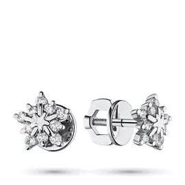 Пусеты из белого золота с бриллиантом экп09с031902