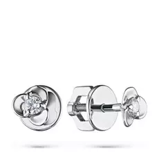 Пусеты из белого золота с бриллиантом п09с011308