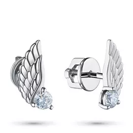 Пусеты из белого золота с бриллиантом п09с011495