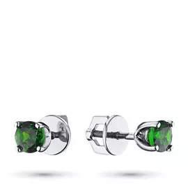 Пусеты из белого золота с хромдиопсидом э0905пс111024