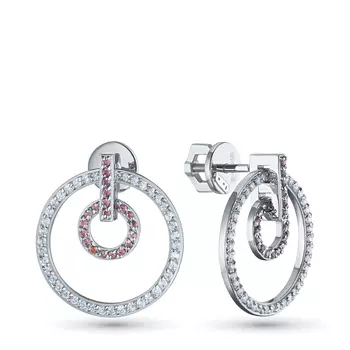 Пусеты из белого золота с и гранатами э4006пс07240370