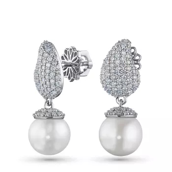 Пусеты из белого золота с и жемчугом э4710пс12240355_white