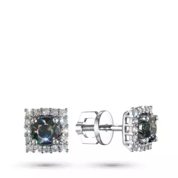 Пусеты из белого золота с сапфирами и бриллиантами э4737пс06220418