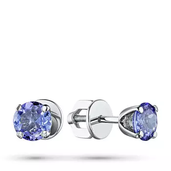 Пусеты из белого золота с танзанитами э0908пс11102400