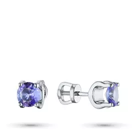 Пусеты из белого золота с танзанитом э0908пс06200855