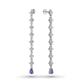 Пусеты из белого золота с танзанитами и бриллиантами э0942пс11162700