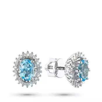 Пусеты из белого золота с топазами э4771пс04220417