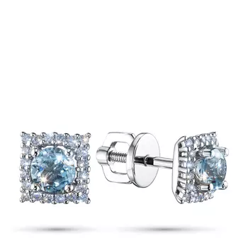 Пусеты из белого золота с топазами э4771пс06220418