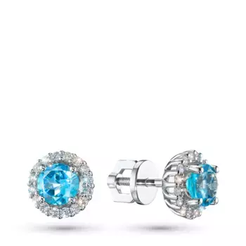 Пусеты из белого золота с топазами э4771пс12200412