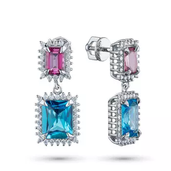 Пусеты из белого золота с топазами и бриллиантами э0943пс02220452