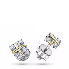 Пусеты из комбинированного золота с бриллиантами п10с061607