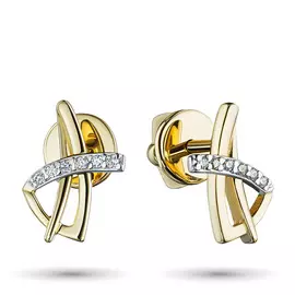 Пусеты из комбинированного золота с бриллиантом э1001пс01203540