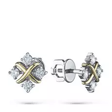 Пусеты из комбинированного золота с бриллиантом э1001пс0719130