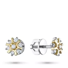 Пусеты из комбинированного золота с бриллиантом э1001пс12193600