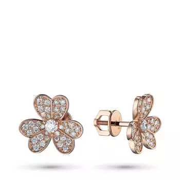 Пусеты из красного золота с бриллиантами э0201пс03220304