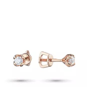 Пусеты из красного золота с бриллиантами э0201пс04203094