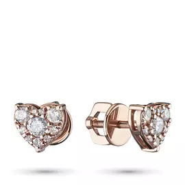 Пусеты из красного золота с бриллиантами экп02с121810