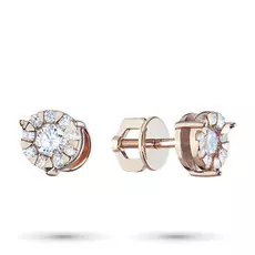 Пусеты из красного золота с бриллиантами п02с041408