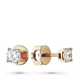 Пусеты из красного золота с бриллиантами п02с111022