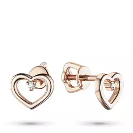 Пусеты из красного золота с бриллиантом э0201пс02182200